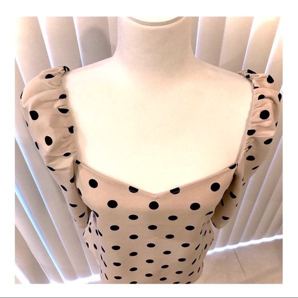 NWOT H&M Polka Dot Puff Sleeve Top - Picture 5 of 8